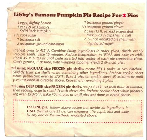 Chef At Home Libbys Pumpkin Pie Recipe For 2 Pies