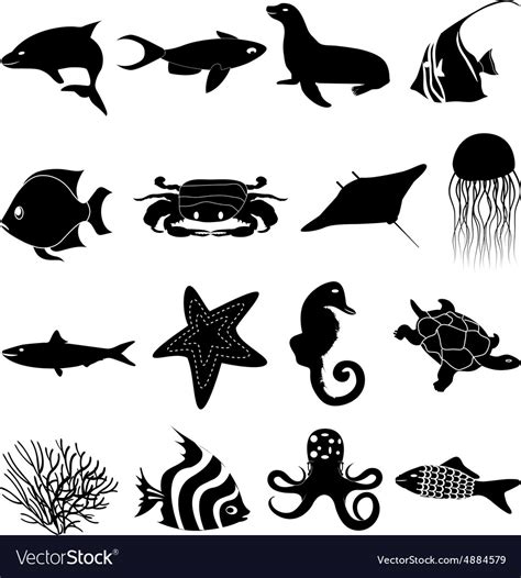 Sea life icons set Royalty Free Vector Image - VectorStock