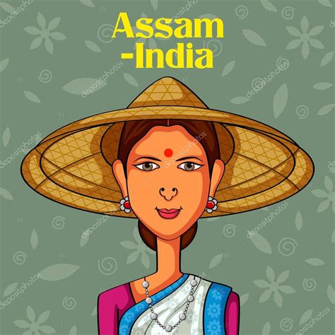 Assamese Woman In Traditional Costume Of Assam India Stock Vector By ©premiumstock 116782940