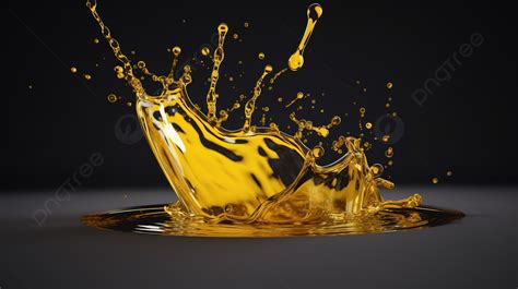 The Yellow Liquid Splash On Black Background 3d Illustration Of