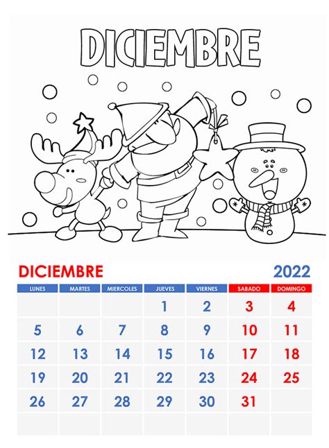 Calendarios Para Imprimir Y Colorear Diciembre 2022 Bebeazultop