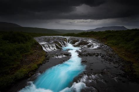 Turquoise Falls Bruarfoss Iceland Landscape Photos Landscape