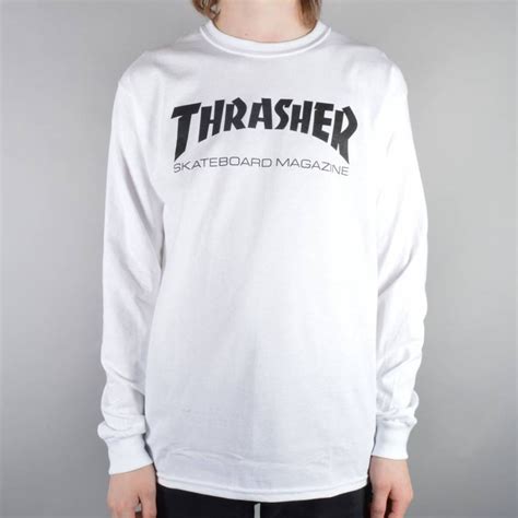 Thrasher Mag Logo Long Sleeve Skate T Shirt White Thrasher From