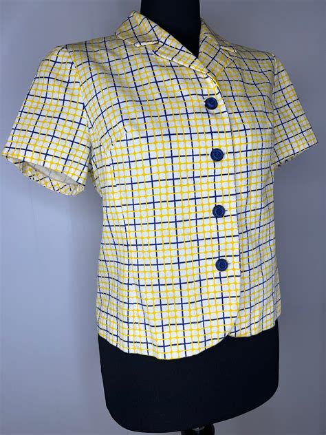 Vintage 1960s Short Sleeve Check Jacket Size Uk 14 Vintage Womens