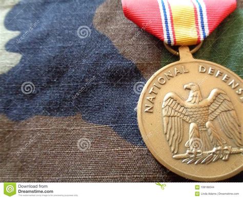National Defense Service Medal Against Bdu Stock Photo Image Of