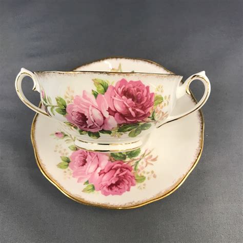 royal albert american beauty cream soup and stand echo s china