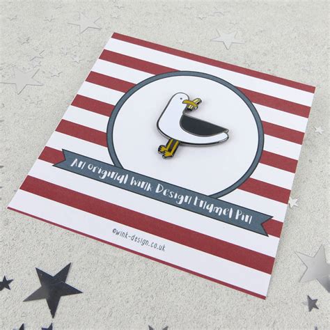 Seagull With A Stolen Chip Fun Enamel Pin Badge By Wink Design
