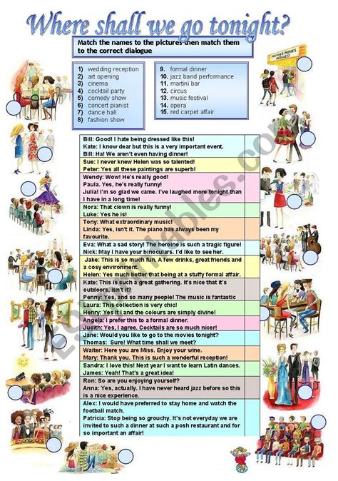 Where Shall We Go Tonight Places Of Gatherings Esl Worksheet By