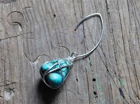 Wire Wrap Turquoise Earrings Wire Wrapped Turquoise Earrings