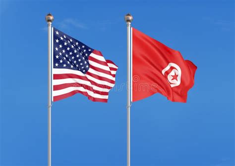 United States Of America Vs Tunisia Thick Colored Silky Flags Of