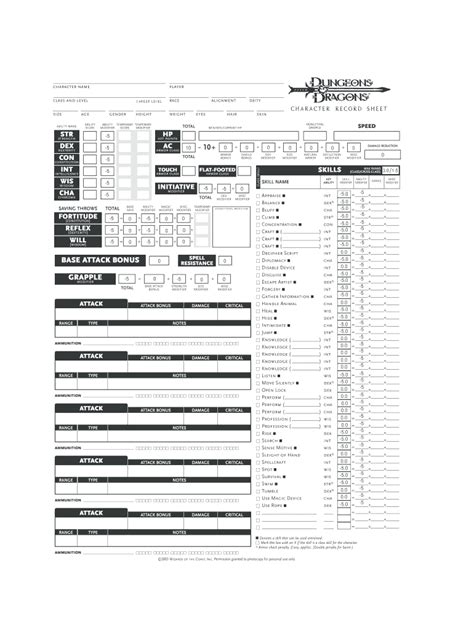 D D Character Sheet Word Document Fill And Sign