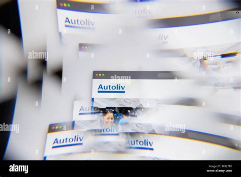 Milan Italy April Autoliv Logo On Laptop Screen Seen Through An Optical Prism