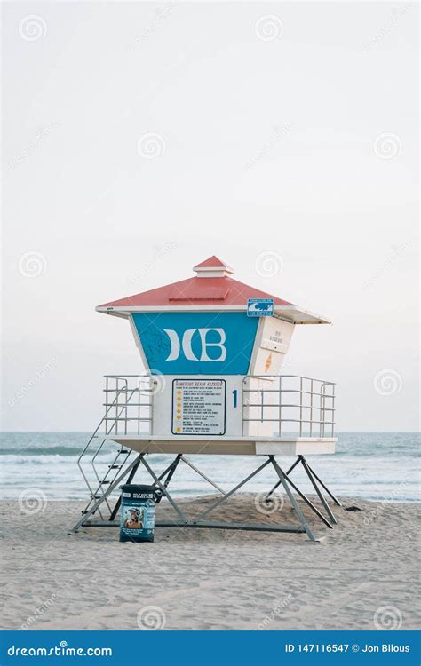Lifeguard Stand On The Beach In Huntington Beach Orange County