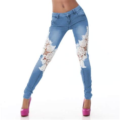 pin by danielle hernandez on diy clothes in 2020 lace jeans denim pants women fashion