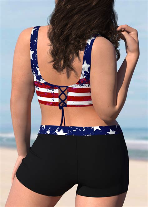 Plus Size American Flag Print Bikini Set Modlily Com USD 7 99