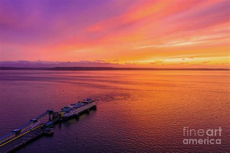 Over Edmonds Washington State Ferry Sunset Photograph By Mike Reid