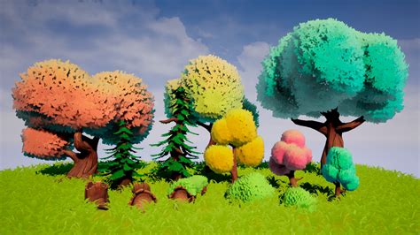 Stylized Trees In Props Ue Marketplace
