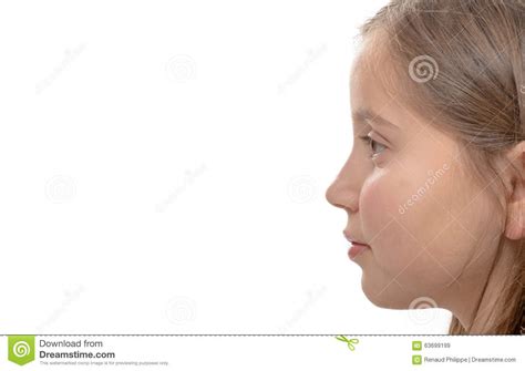 Cute Little Girl Side View Isolated On White Stock Image