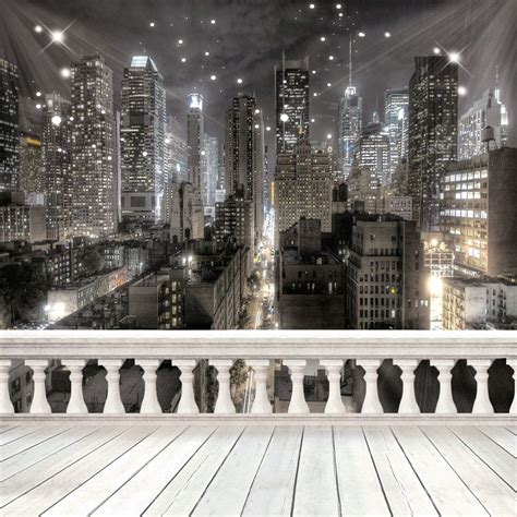 Sjoloon 10x10ft City Night Photography Backdrop Computer Printed Scenic