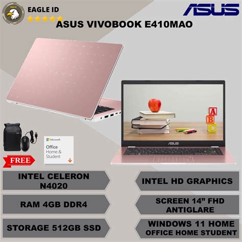 Jual Laptop Asus Vivobook 14 E410mao Intel Celeron N4020 Ram 4gb Ssd