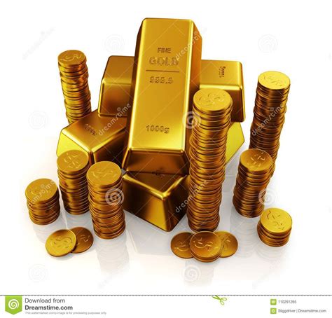 Gold Bars And Golden Coins Stock Illustration Illustration Of Currency
