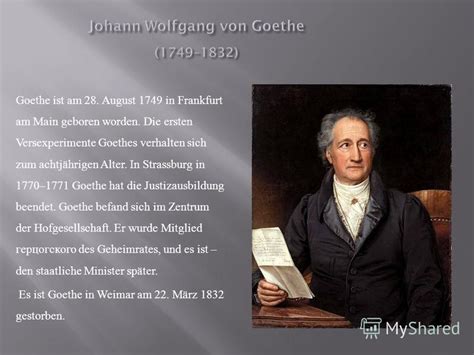 August 1749 in frankfurt am main mutter catharina elisabeth geb. Презентация на тему: "Goethe ist am 28. August 1749 in ...