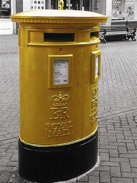 Gold Postbox Post Box Vintage Mailbox Letter Box