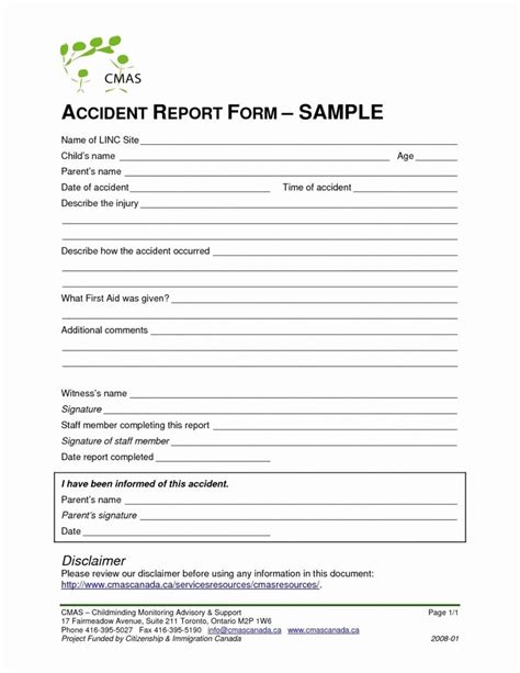 Workplace Incident Report Form Template Free Elegant