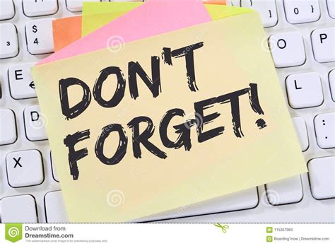 Don`t Forget Date Meeting Remind Reminder Notepaper Business Con Stock Photo - Image of ...