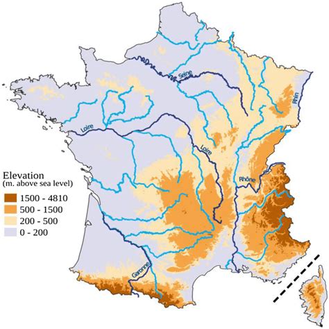 Main Mountains And Rivers In Mainland France Sources Bd Alti Ign