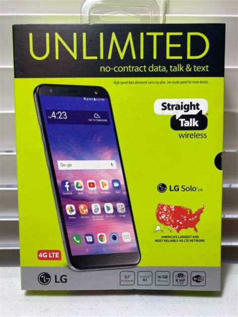 New Straight Talk Lg Solo L423dl Prepaid Smartphone Android 4g Lte 57