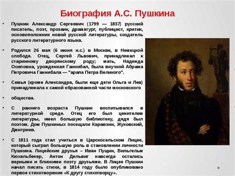 Краткая биография пушкин - Сборник Биографий