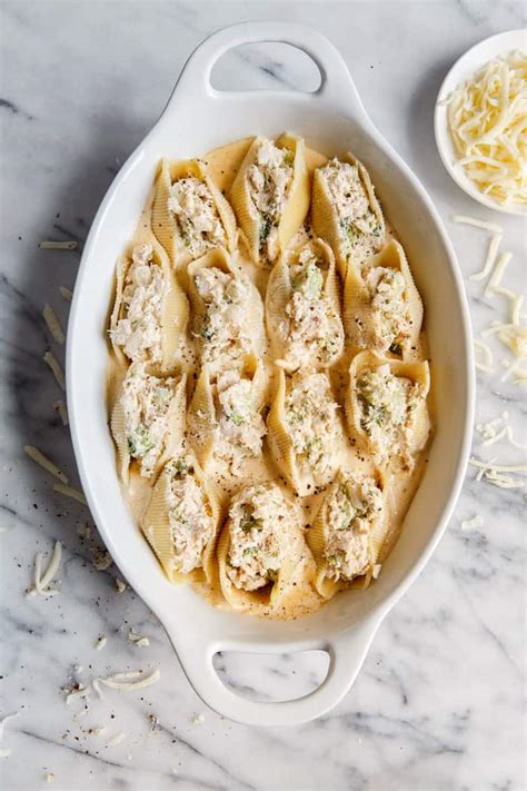 Chicken And Stuffing Stuffed Shells Delicious Shells Stuffed With A Chicken Carbonara Flavored