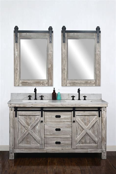 Brand new, premium stainless steel grade 304, 20 gauge, top mount, double kitchen marmo granite by design promotion: 60" Rustic Solid Fir Barn Door Style Double Sink Vanity in ...