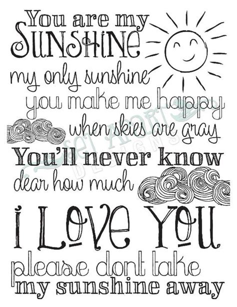 You Are My Sunshine Free Coloring Page Coloring Pages