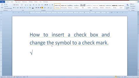How To Insert A Check Box In Word 2010 And Change The Symbol To A Check