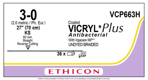 Vcp663h Coated Vicryl Plus Antibacterial Polyglactin 910 Suture