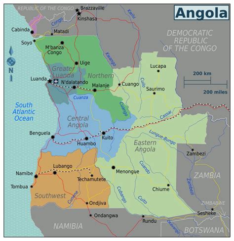 Large Road Map Of Angola With Cities And Airports Ang