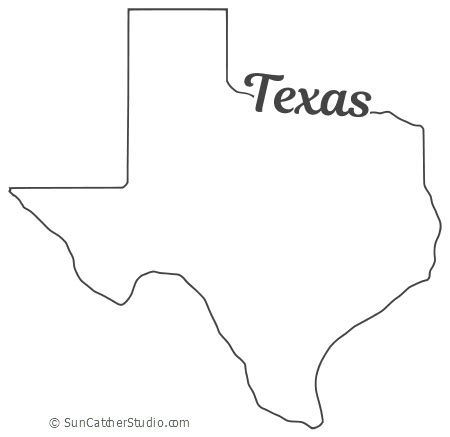 Texas - Map Outline, Printable State, Shape, Stencil, Pattern | Texas outline, Map outline ...