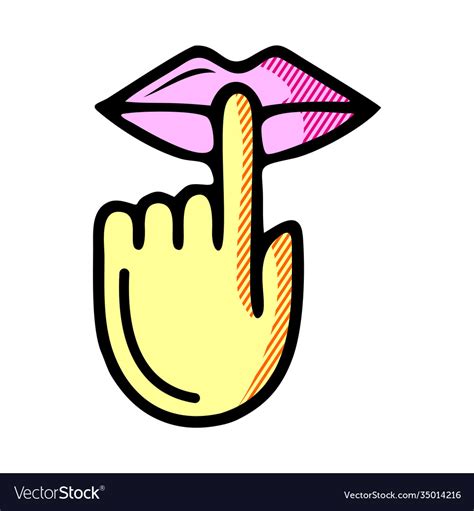 Keep Silence And Be Quiet Mouth Lips Finger Vector Image