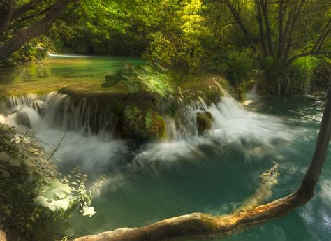 Wallpaper Plitvice Lakes National Park Croatia Waterfall
