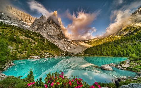 Download Wallpapers Dolomites Italy Mountains Lakes