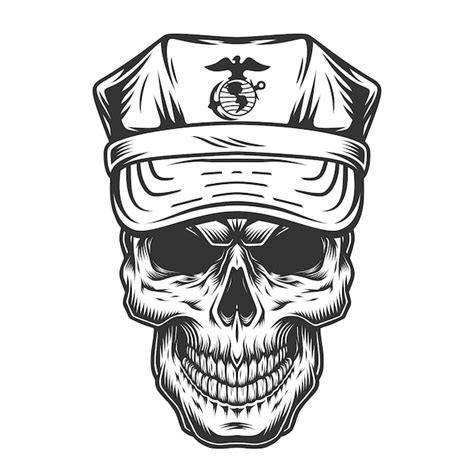 Free Vector Skull In Cap Of Military Officer