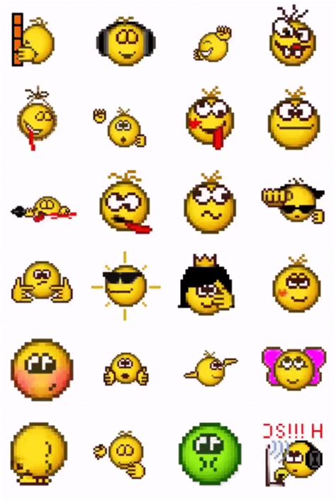 Пиксельные Колобки Бумерские смайлы из аськи Emoji Icqtgstickers