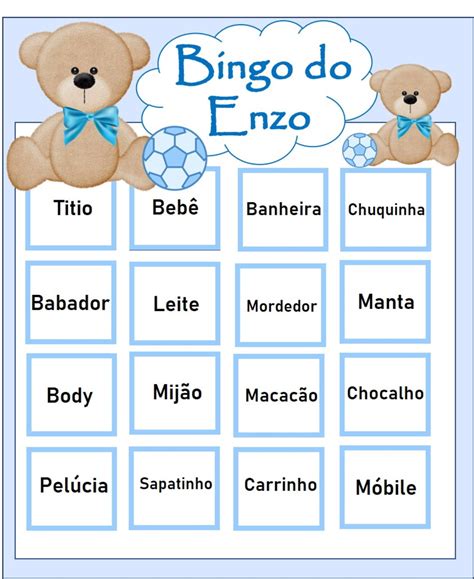 Cartela Baby Bingo Para Chá De Bebê Em Pdf Elo7