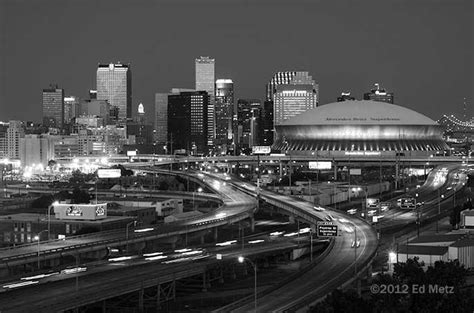 New Orleans Night Skyline In Black And White