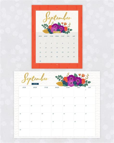 Two Calendars With Floral Designs On Them One Is Orange And The Other