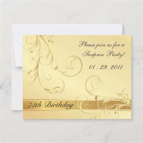 Elegant 75th Birthday Surprise Party Invitations Zazzle