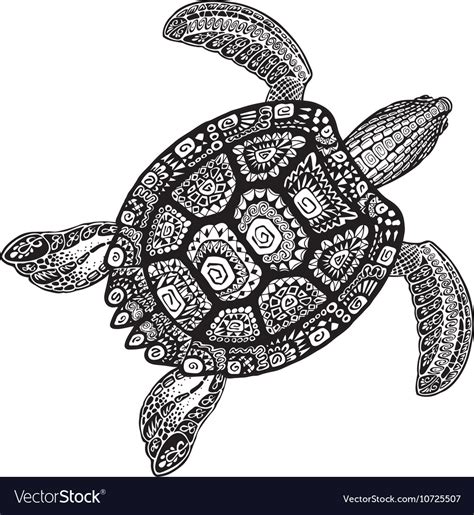 Turtle Ethnic Tribal Style Decorative Ornament Vector Image