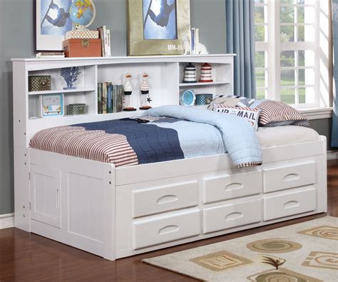 Kids Furniture White Twin Size Bookcase Captains Day Bed By Discovery